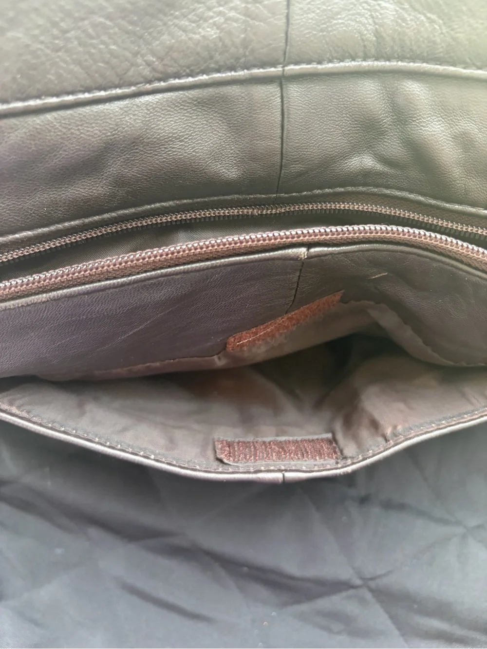 Genuine Leather Brown Crossbody Messenger Bag + Pouch